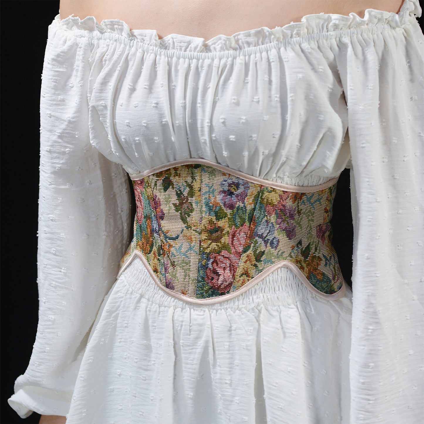 Monet Garden Belt With Fishbone Support Strap Waist Strap