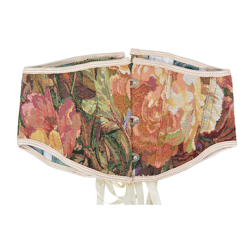 Monet Garden Belt With Fishbone Support Strap Waist Strap