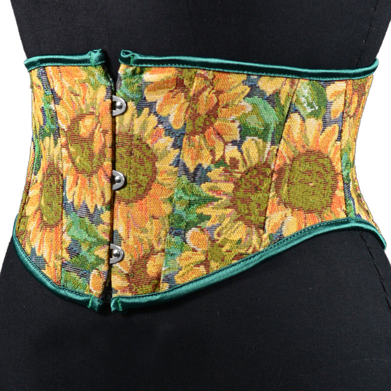 Monet Garden Belt With Fishbone Support Strap Waist Strap