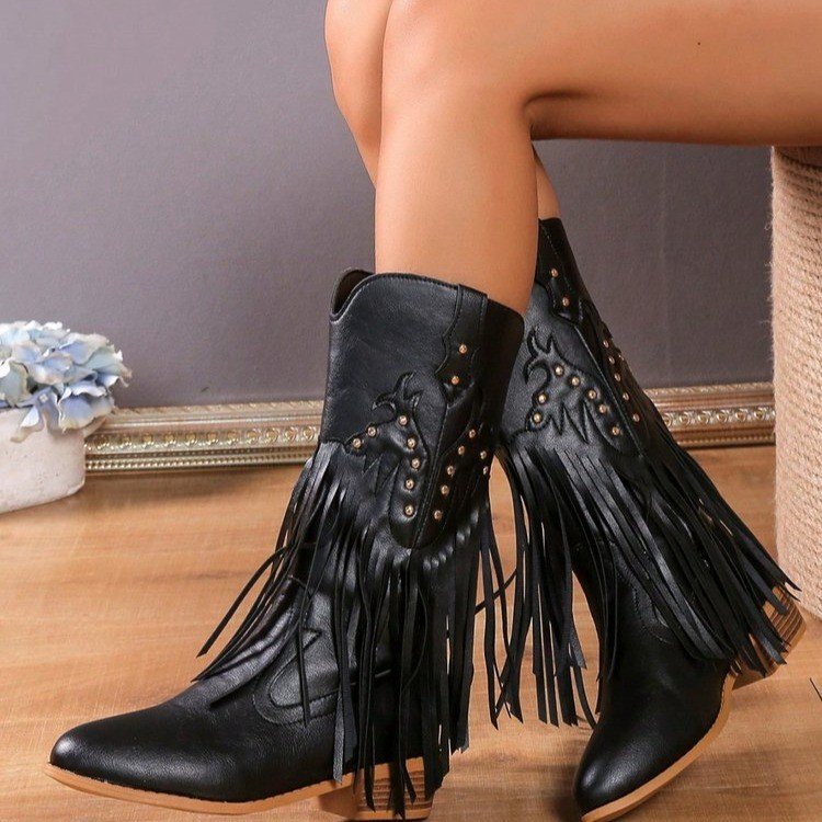 Leisure Western Denim Tassel Special Boots