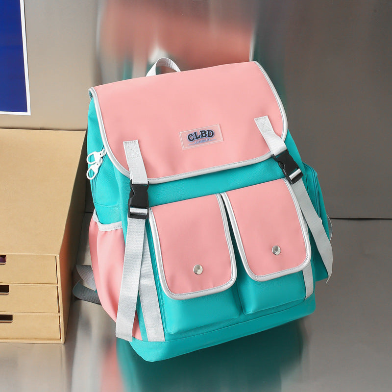 Color Matching Student Schoolbag Korean Style Versatile Large Capacity