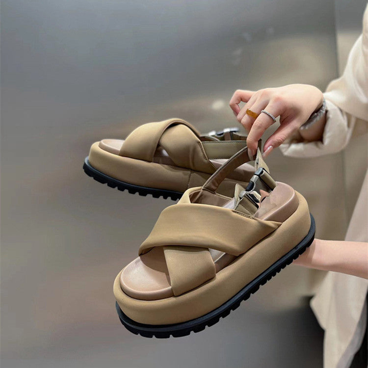 New Leather Retro Cross Roman Women's Sandals