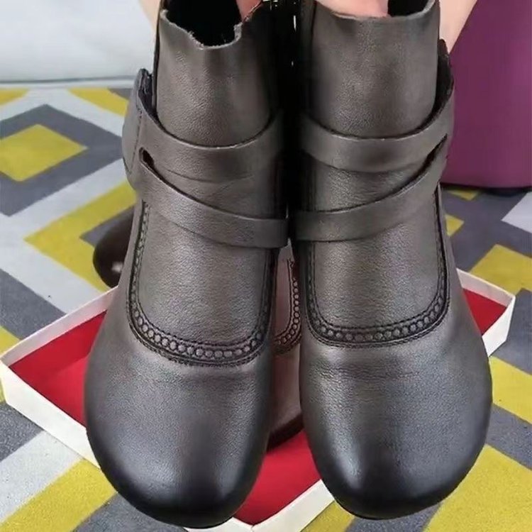 Women's British Style Middle-aged And Elderly Retro Chunky Heel Martin Boots